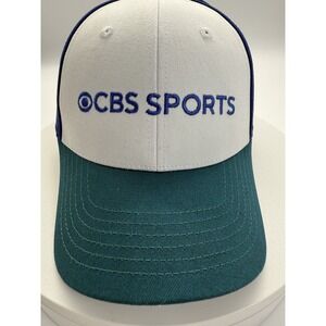 CBS Sports Adjustable Baseball Hat Blue & White Cap Embroidered Logo 100% Cotton